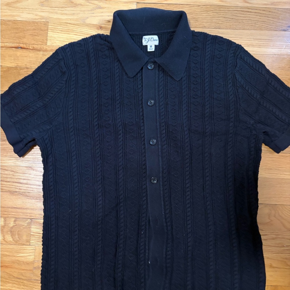 J. Crew Black Textured Short Sleeve Shirt